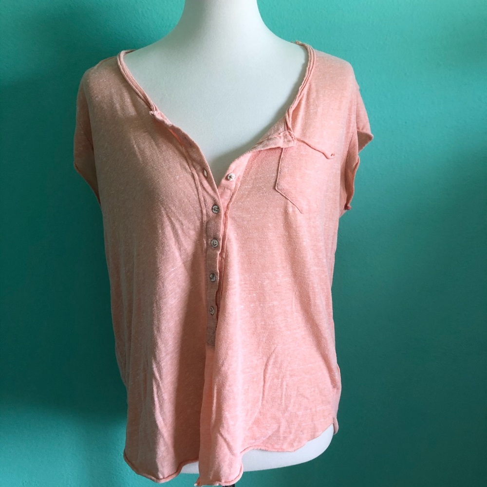 Free people oversized Henley / creamsicle orange